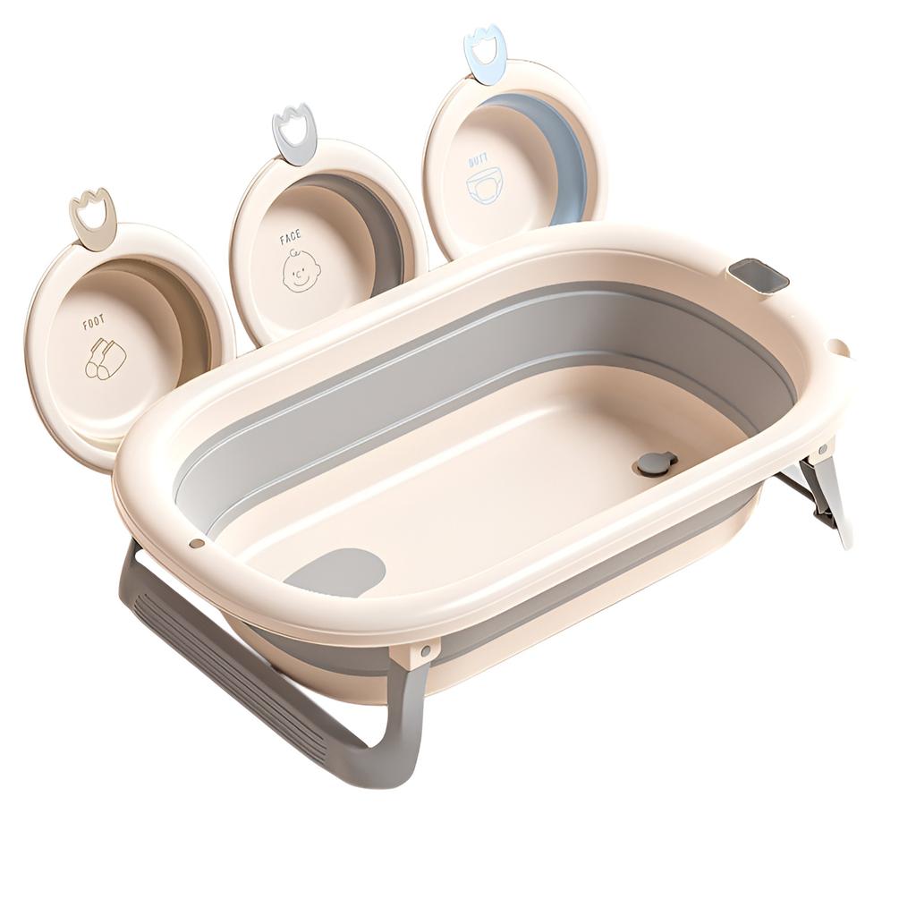 Household intelligent constant temperature large capacity baby folding bathtub children can sit and