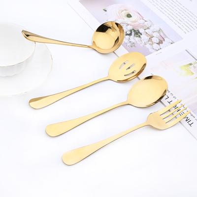 4 adet altın paslanmaz çelik çatal bıçak takımı servis eşyaları büfe Catering yemek takımı seti servis kevgir kaşık çatal gümüş seti