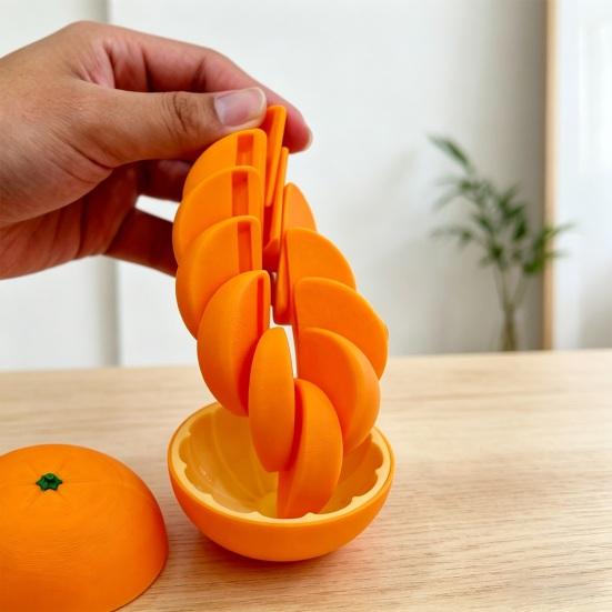 3D-printet Citrus Fidget Legetøj Stressreducer Udvidbar Spiral Kædebold med Glat Bevægelse Realistisk Appelsin Citron Legetøj Fokusforbedrende Gadget