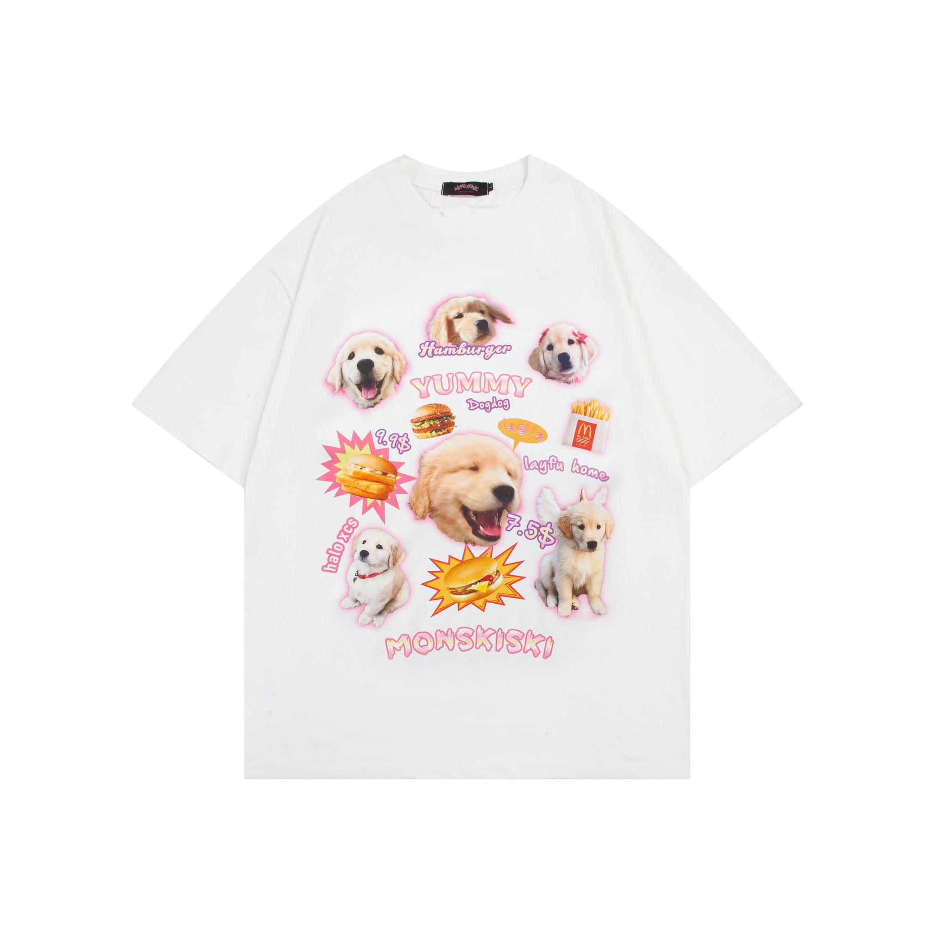 

American Trendy Golden Retriever Pet Printed Short-Sleeved T-shirt Summer Women Casual Streetwear Tees Tops Harajuku T Shirt S