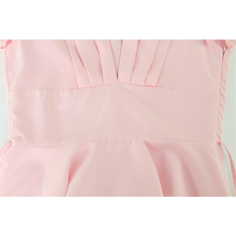 Moda de vară Temperament Socialite Rochie scurtă umflată cu decolteu în V adânc cu mâneci cu bule