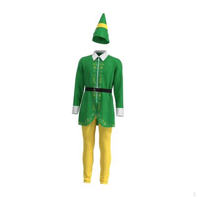 Erwachsenen Weihnachts-Elfenkostüm Mantel Hose Gürtel Hut Schuhüberzieher für Aufführung
