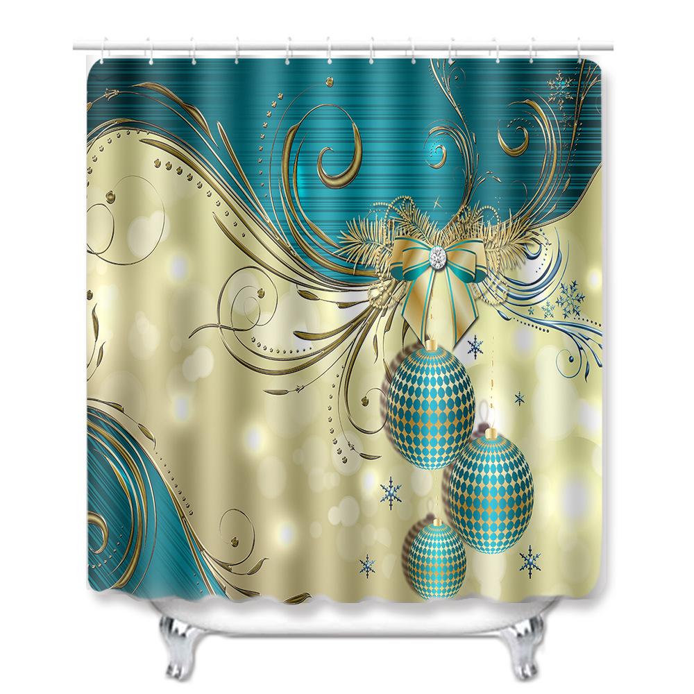 Hot Christmas Bathroom Shower Curtain Four-Piece Combination Floor Mat Bathroom Water-Absorbing Non-Slip Door Mat Carpet