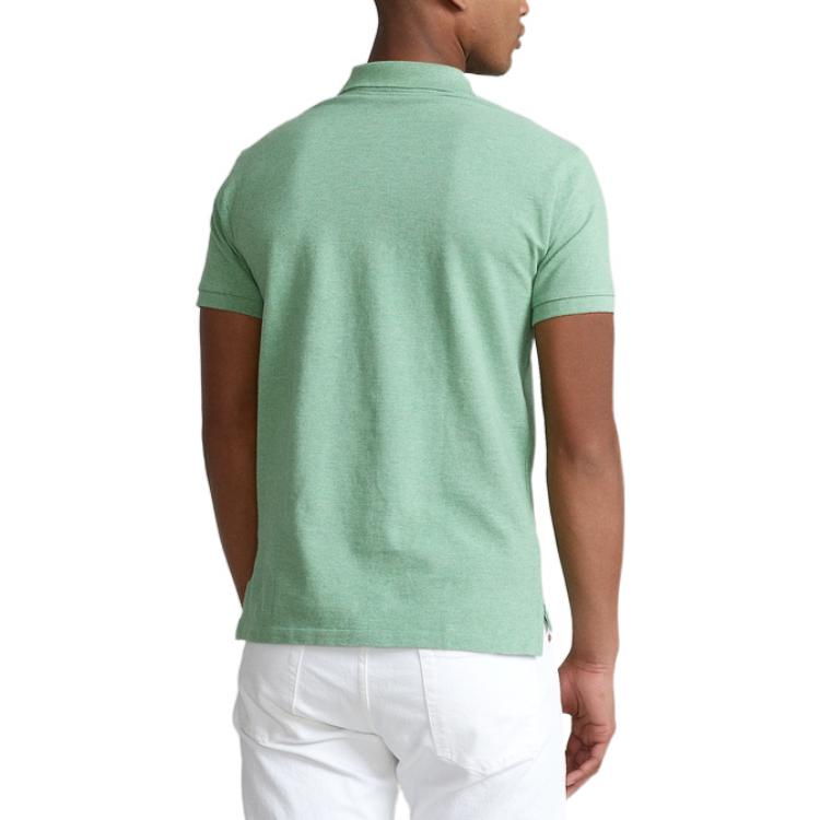 Polo Ralph Lauren SS22 Slim Fit Mesh Solid Short Sleeve Polo Shirt Men Tops Green MNPOKNI1N821551-300