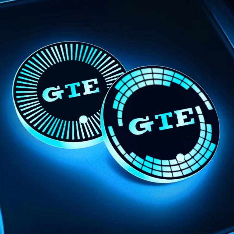 For VW VOLKSWAGEN 2026 New Car LED Luminous Water Cup Holder Mat For Volkswagen VW GTE Golf 5 6 7 GTI MK6 Passat Polo Beetle Mag