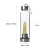 Crystal Glass Water Bottle, Water Bottle with Removable Gemstone Center Top Easy Carry Strap for