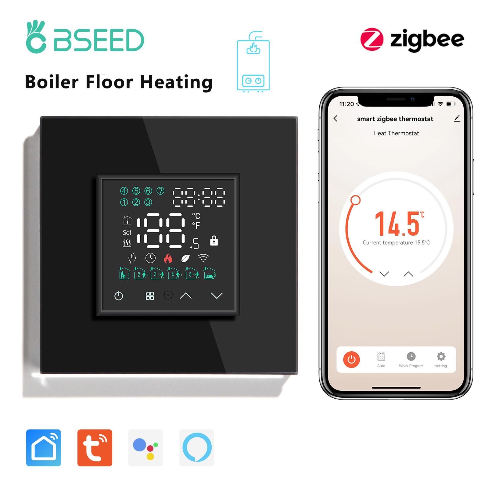 

BSEED Zigbee Electric Bolier Water Floor Heating Thermostats Smart Room Temperature Controller Tuya Goolgle Alexa Voice Control EU standard