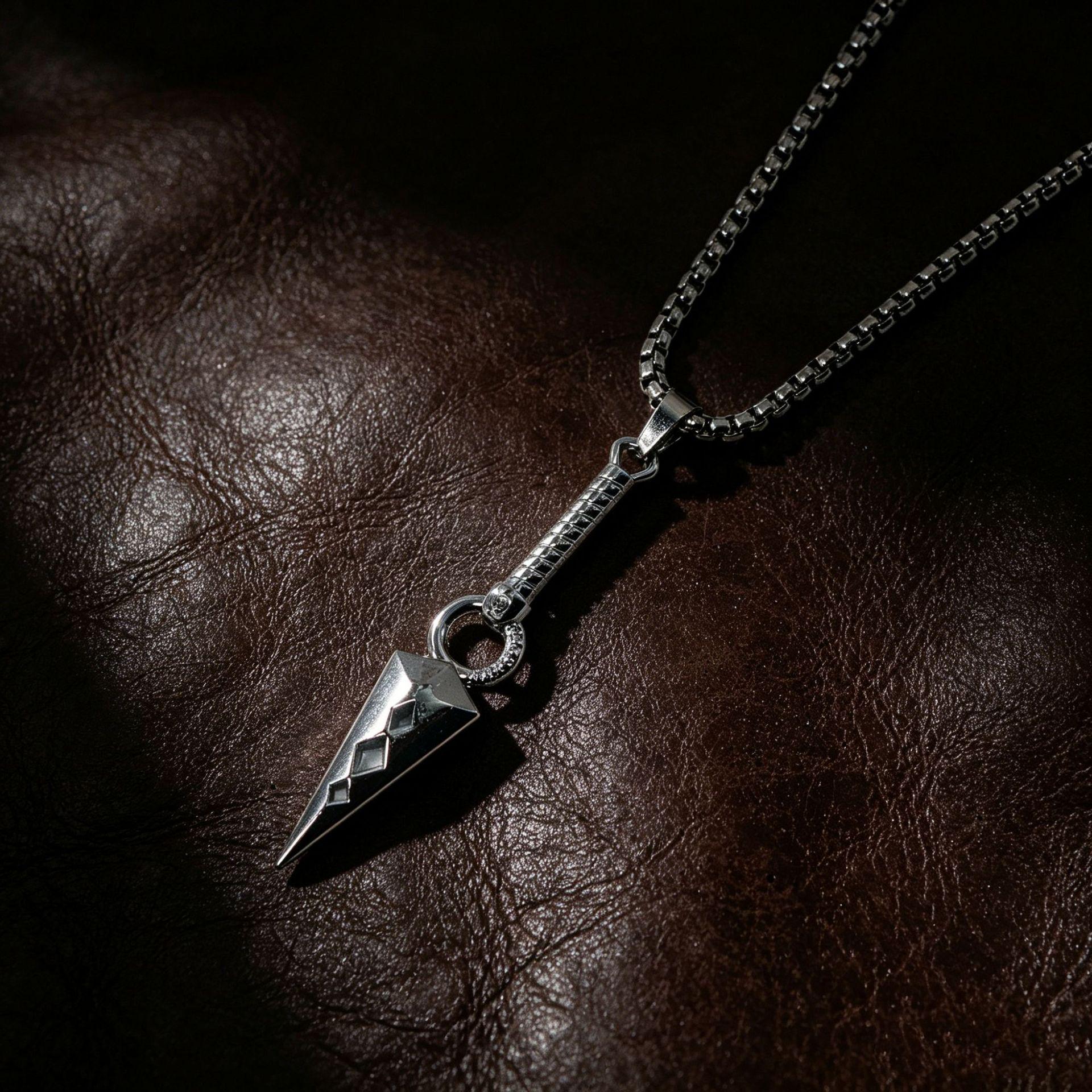 Men s Curved Sword Dagger Pendant Stainless Steel Necklace – Edgy European  American Fashion