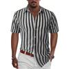 Summer Men's Casual Sports Striped Short Sleeved Lapel Shirt