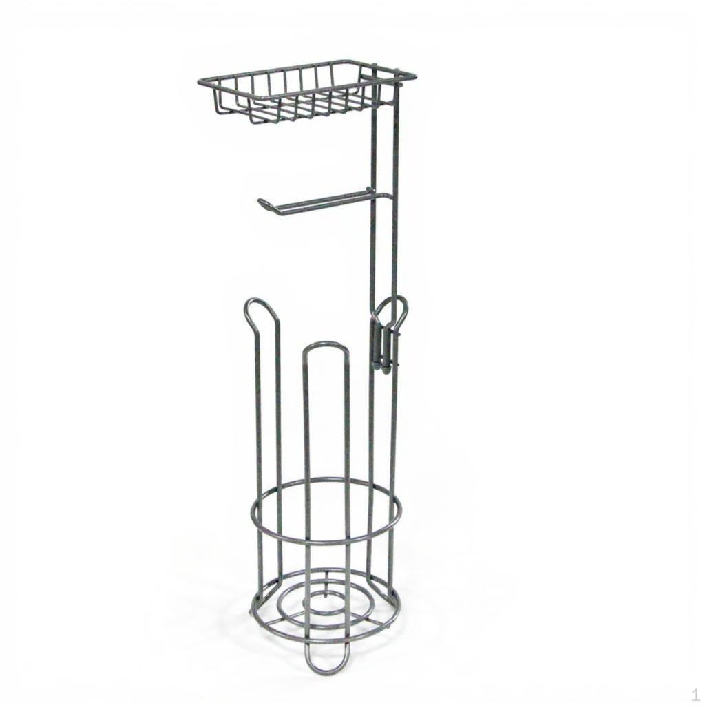 Toilet Paper Holder, Freestanding Iron Stand, Bathroom Storage Organizer, Living Room Black