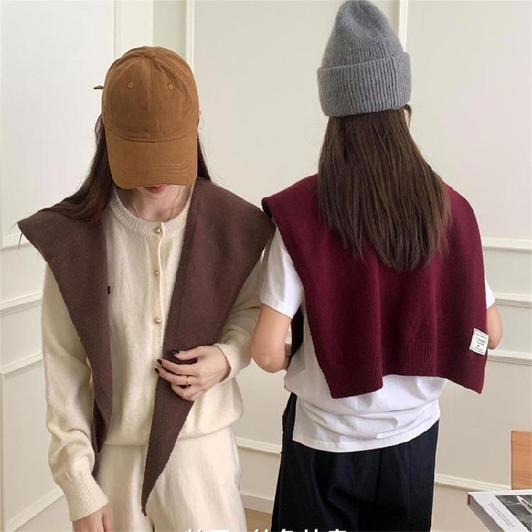 Stylish Cropped Shoulder Wrap Scarf Lightweight Polyester Shawl Elegant Women's False Collar Fashion Outerwear