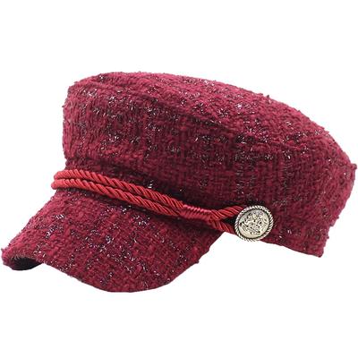 Marine Newsboy Going CZ311 [White Fang] Cap, Cap, Girly, Stylish, Hat, Out, Travel, Tweed, Women's, (Wine)