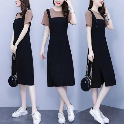 Vestido de verano holgado y ajustado de dos piezas con abertura para mujer de tallas grandes