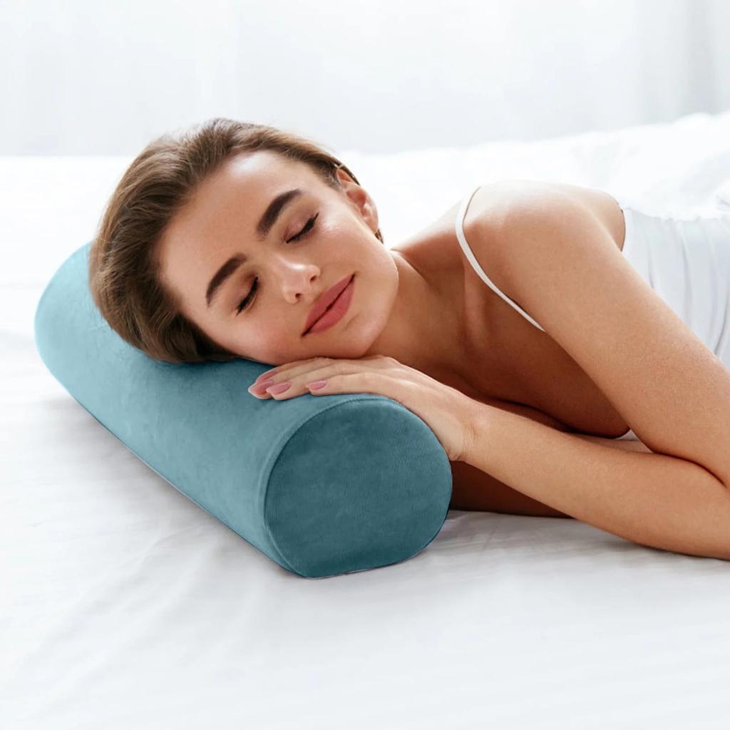 Roll Pillow,Tube Microbead Bolster Pillow With Stay,Cylindrical Pillow Comfortable Roll Pillow Microbead Jelly Bed Pillow Tube Pillow Cushion For Head