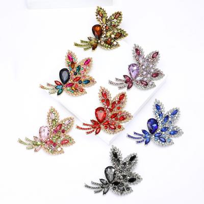 High-Grade Heavy Industry Alloy Glass Bouquet Brooch Elegant Temperament Women'S Suit Shawl Corsage Jewelry Pin