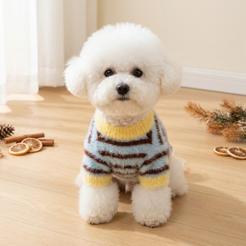 Striped Two-Leg Pet Sweater Dogs Cats Winter Warm Clothing Bichon Teddy