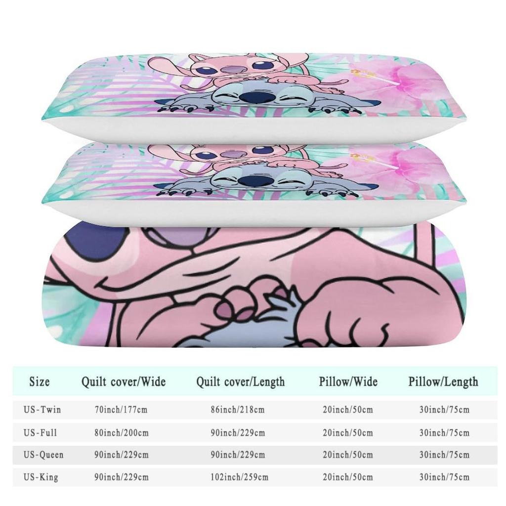 Cute Cartoon Character Three-piece Quilt Cover Digital Printing Bedding Set Bed Cover