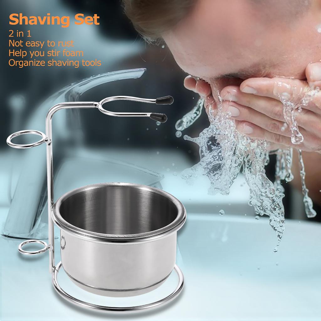 Anself 2 in 1 Men s Shaving Set Dry or Wet Shaving Cup + Shaving Holder Male Beard Shaving Soap Bowl Shaving Stand