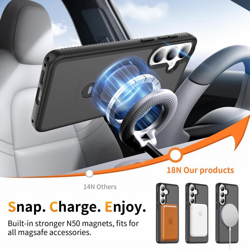 Suitable S26plus Matte Magnetic Phone Case S25Ultra Rotating Bracket S24 Anti-slip Protective Cover