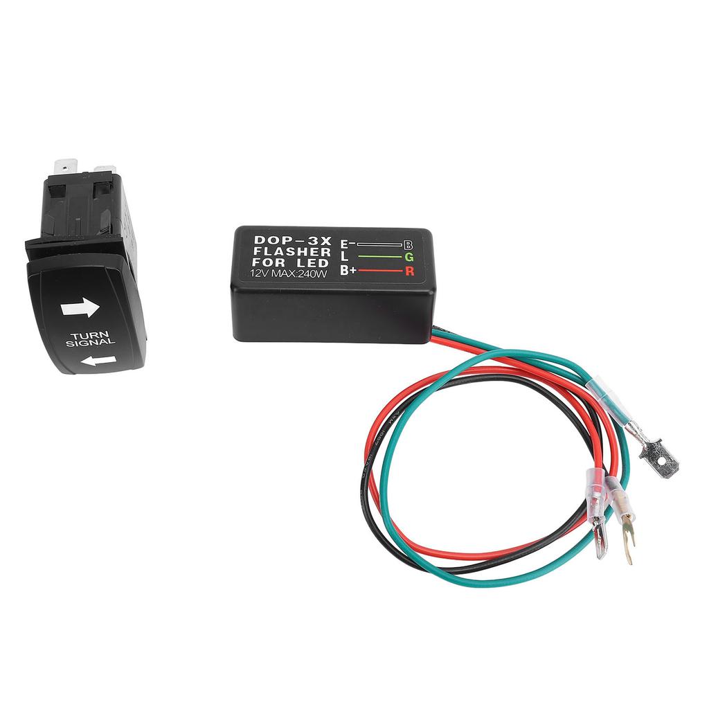 DC12 24V Turn Signal Rocker Switch with Flasher Green LED for ATV UTV RV Vehicle Off Road Pickup Tractor Boat Motorcycle