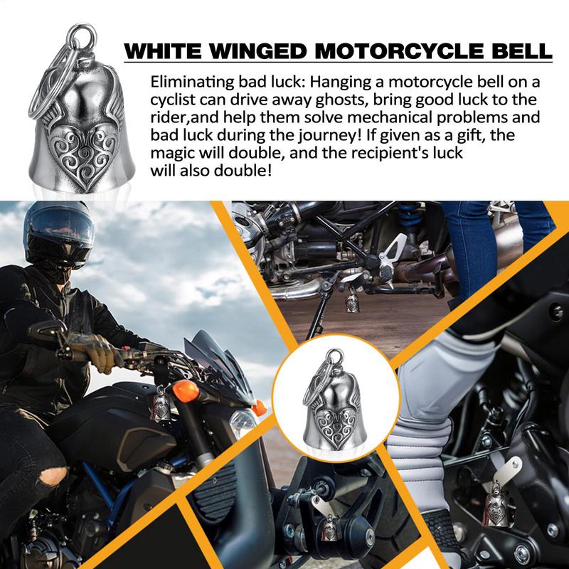 Fashion Lucky Bell Pendant Heart Wing Motorcycle Bell Retro Riding Lucky Exorcist Bell For Men Motorcycle Punk Rock Exorcism