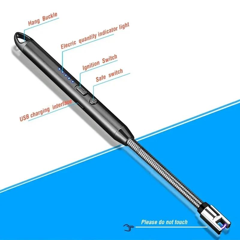New Windproof Kitchen Electric USB Lighter Candle Barbecue Camping Rechargeable Arc Flameless Plasma
