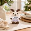 Hand Crocheted Plush with Message Sign, Knitted Wool Figurine for Home Decor