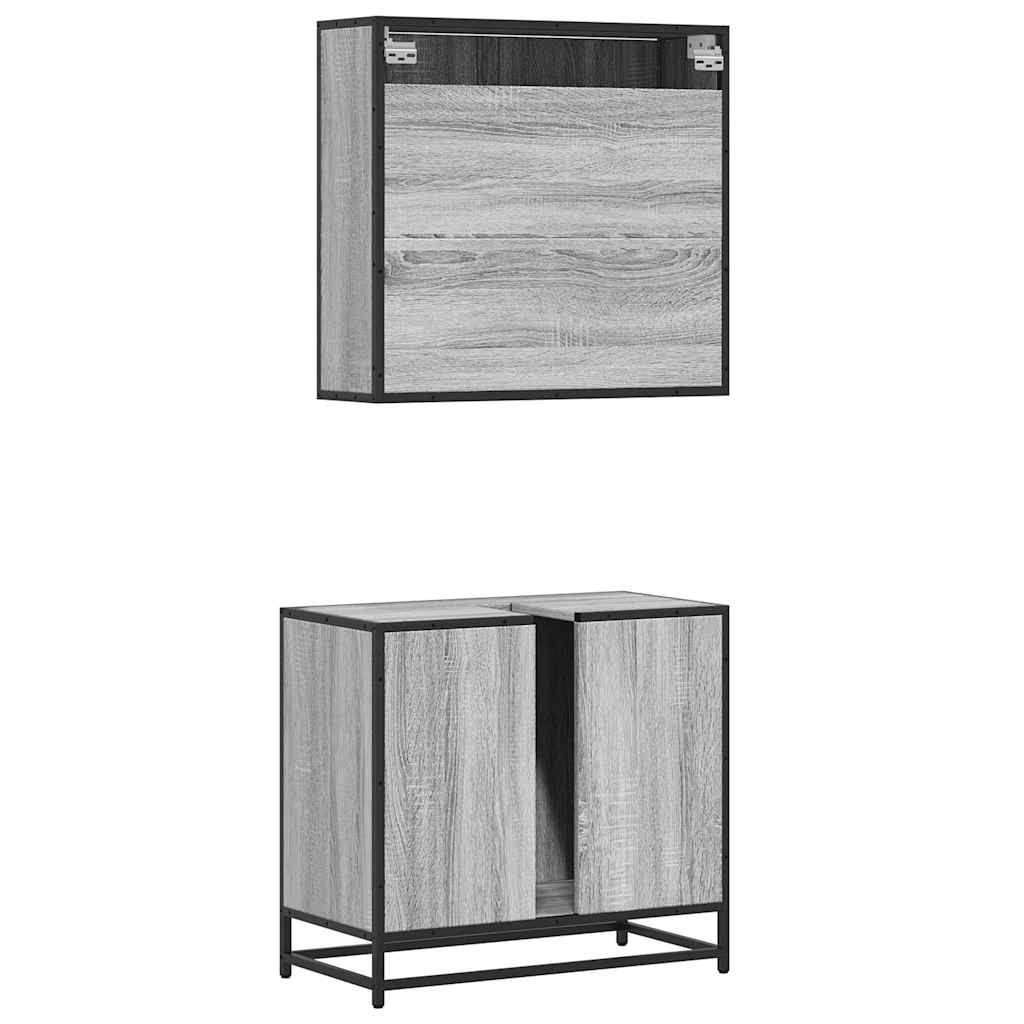 2 Piece Bathroom Furniture Set Gray Sonoma Particleboard