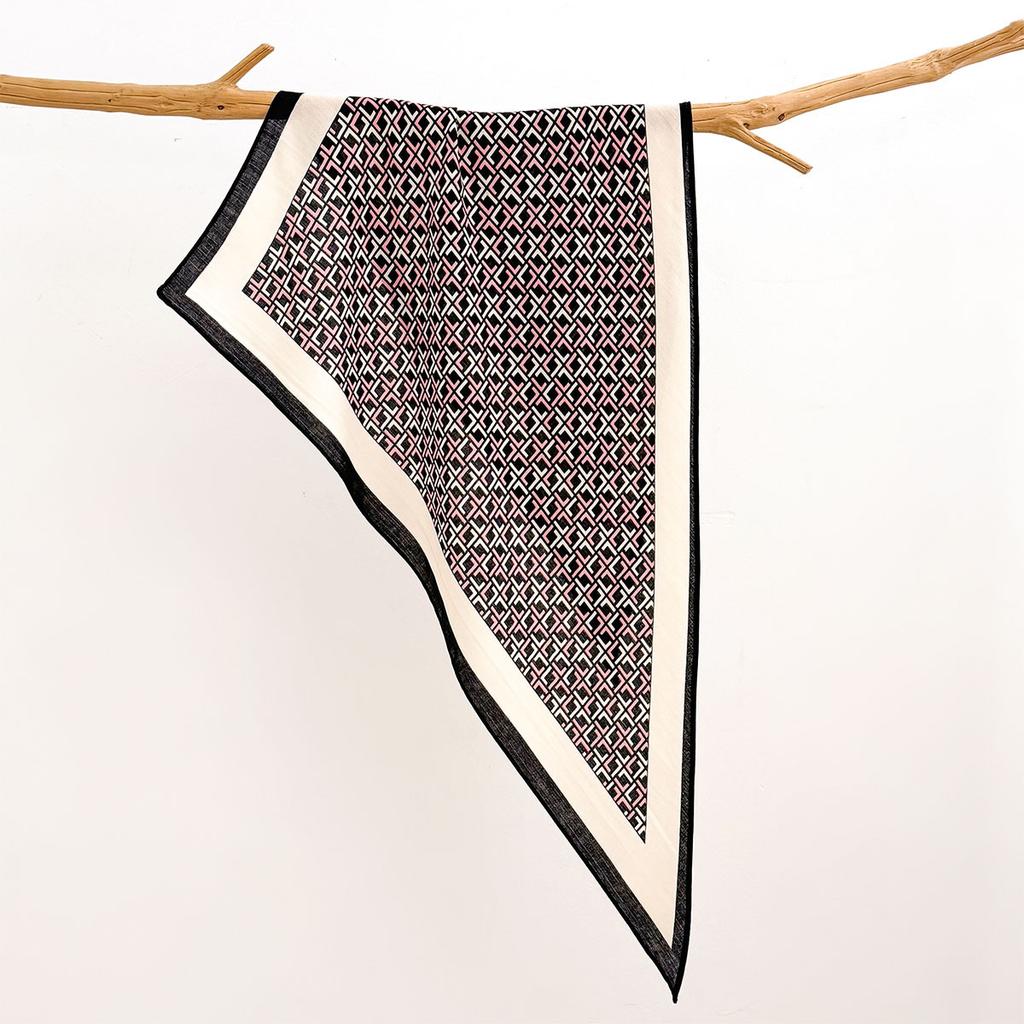 Retro Cotton and Linen Feel Triangular Silk Scarf Women's Four-season Versatile Neck Protection Scarf Headscarf Commuting Accessories Scarf