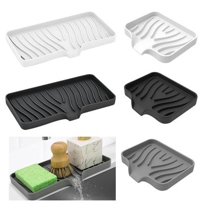 Silikonová krabička na mýdlo Držák na houbu Protiskluzová miska na dřez Kreativní mycí stůl Podnos na mýdlo pro kuchyňský dřez Koupelnový odtokový stojan