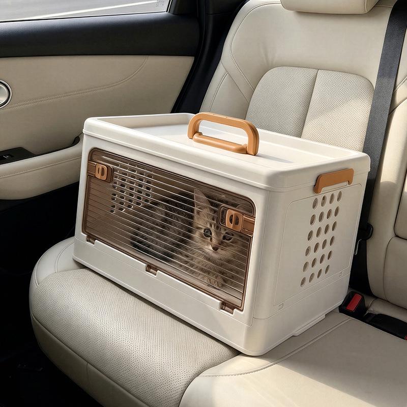 Portable Eco-friendly Pet Carrier: Breathable, Collapsible Handheld Bag for Cats & Small Dogs with Multiple Doors