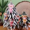12/24Pcs Colorful Christmas Doll Pendants 2D Printed Wooden Ornaments Courtyard And Festival Party Decorations