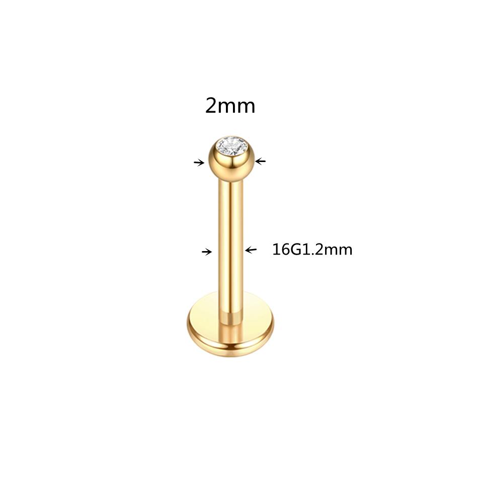 1pcs ASTM F136 Titanium Labret Piercing 2/3/4/5mm Zircon Ear Cartilage Tragus Lobe Helix Stud Earrings Piercings Body Jewelry