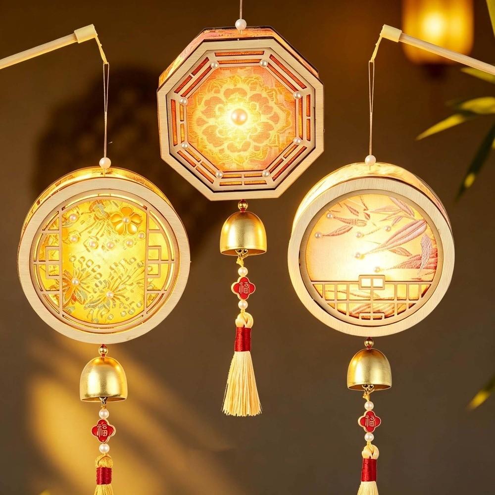 Luminous Hanging Bell Handmade Windchime Lantern DIY Glowing Traditional Fabric Lamp Kit Exquisite Creative Mid Autumn Craft