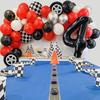 Racing-themed Digital Balloon Set, Black and White Checkered Car Tire Balloon Birthday Party Decoration