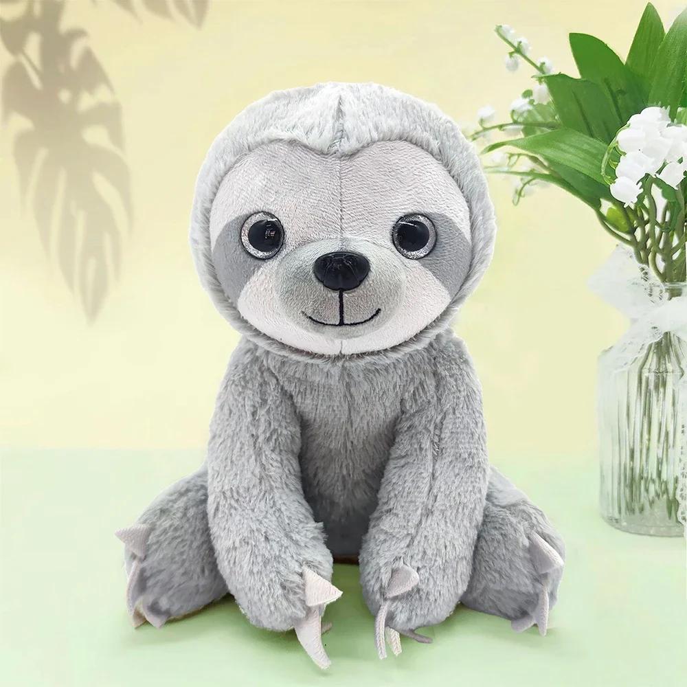 25CM Cuddly Sloth Plush Toy Big Eyes Soft Comfort Throw Pillow Grey Brown Koala Doll for Friends Christmas Birthday Gift