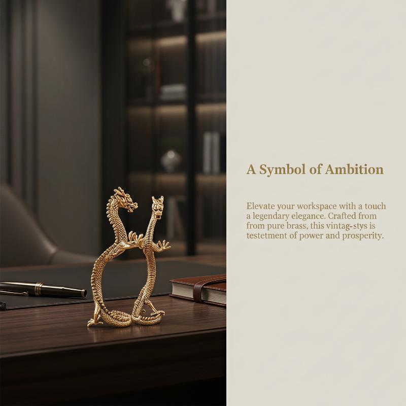 Brass Dragon Figurine Tea Pet Ornaments Bookshelf Art Decor Sitting Animal Collection Figurine Animal Figurines Brass Dragon