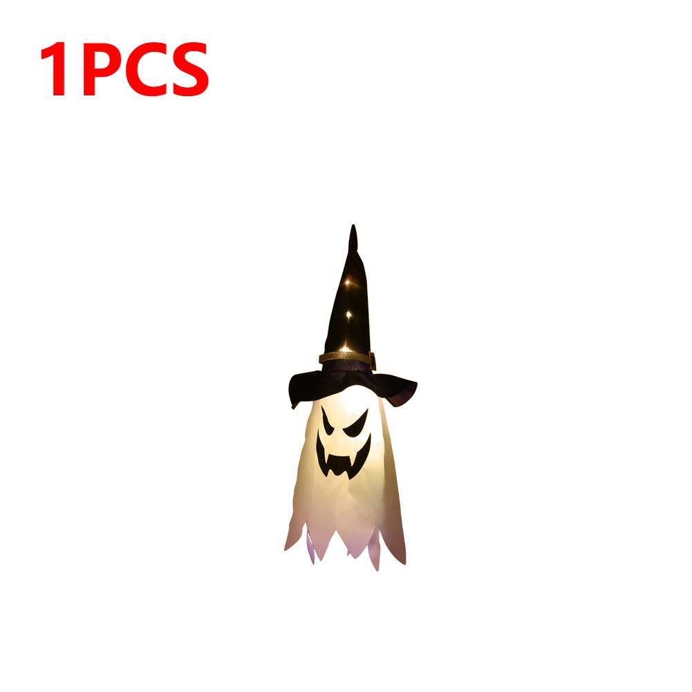 5-20PCS Halloween LED Flashing Light Hanging Ghost Halloween Party Dress Up Glowing Wizard Hat Lamp Horror Props Home Bar Decor