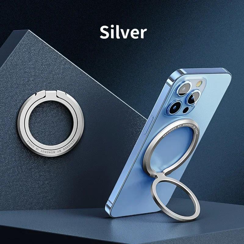 Ultra-thin Cell Phone Ring Holder Magnetic Ring Rotatable Foldable Kickstand Magnet Grip Desktop Stand for MagSafe IPhone 15 14