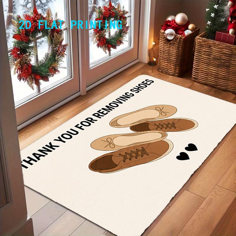 1pc, 2D Flat Printing, Thank You for Taking Off Shoes Creative Pattern Door Mat, Colorful And Non-Slip, Machine Washable Carpet, Suitable for Home Dec
