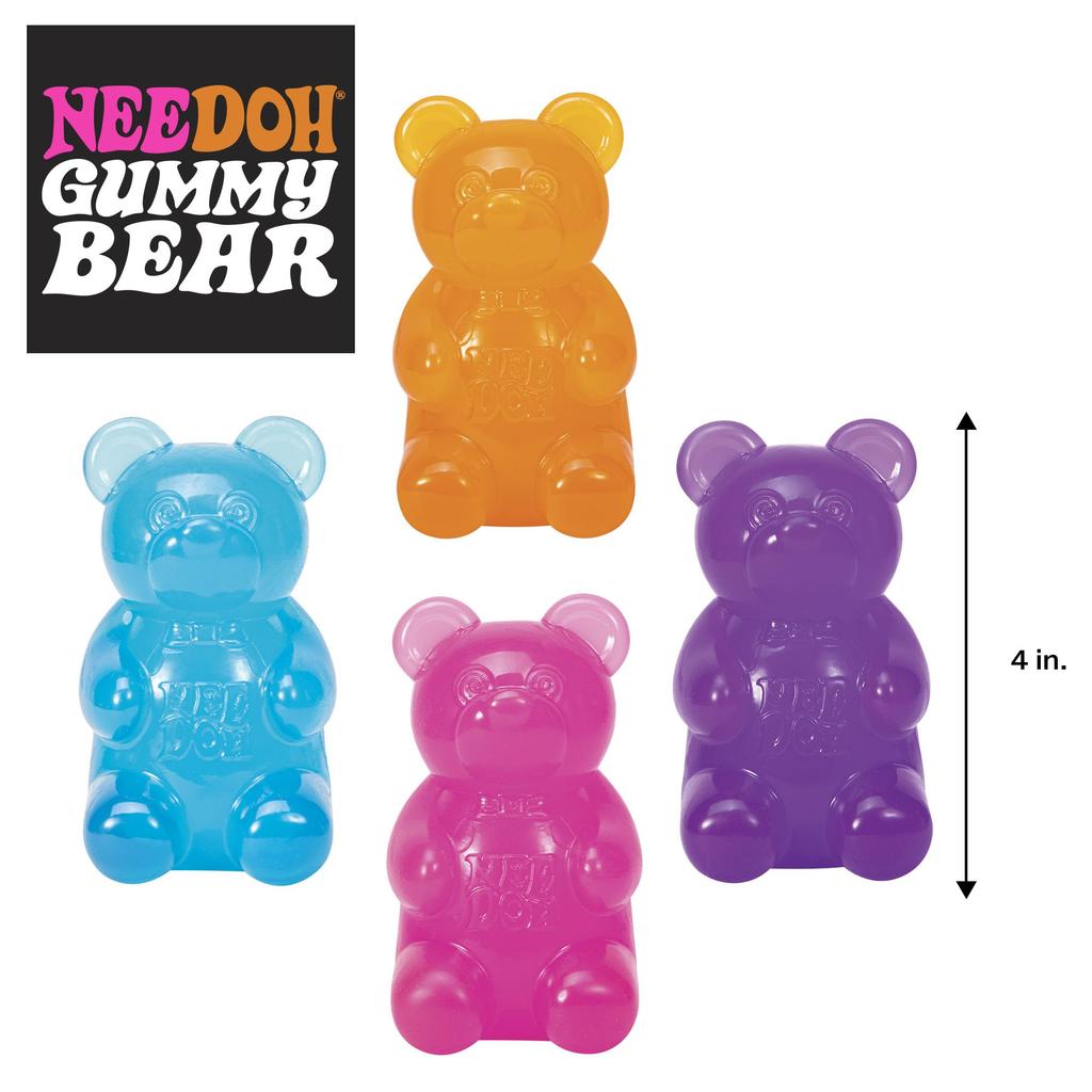 Schylling NeeDoh Gummy Bears - Sensory Fidget Toy with Jelly-Like Filling - 3.5" Tall - Colors May Vary (1 Pack)