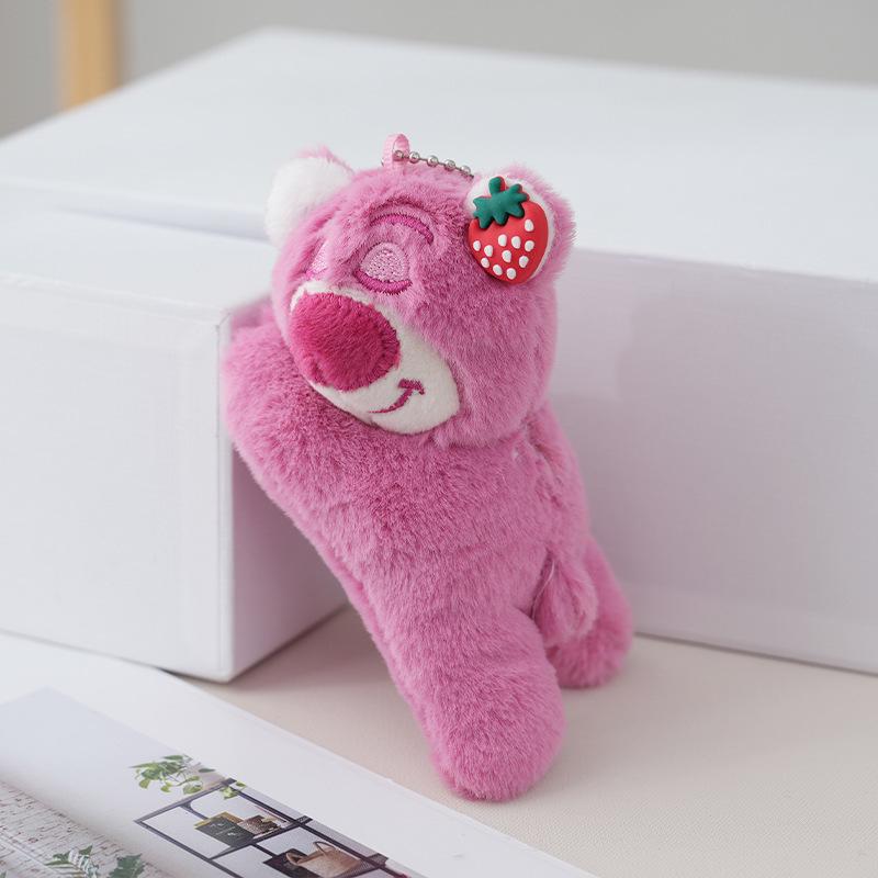 Meimei Strawberry Bear Keychain Plush Toy - Cute Small Pendant 13cm Loose