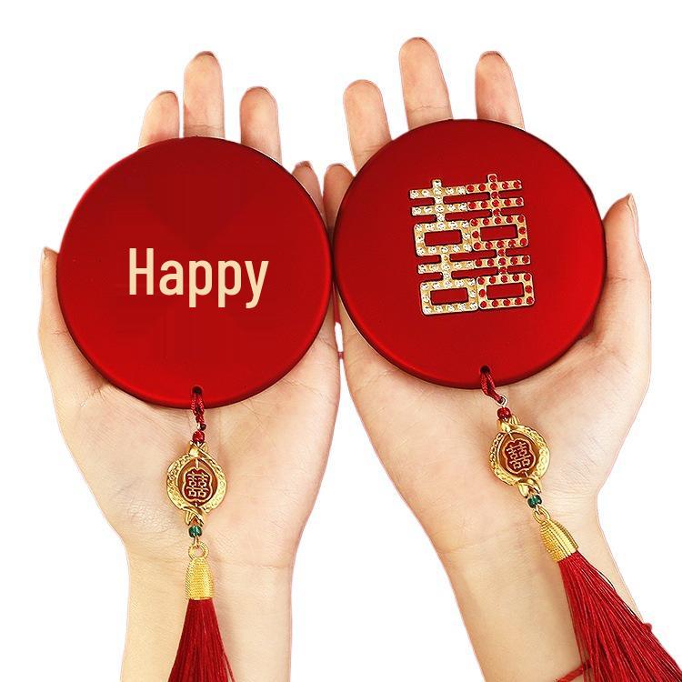 Double Happiness Red Wood Bride Gift Set: Mirror & Comb Collection