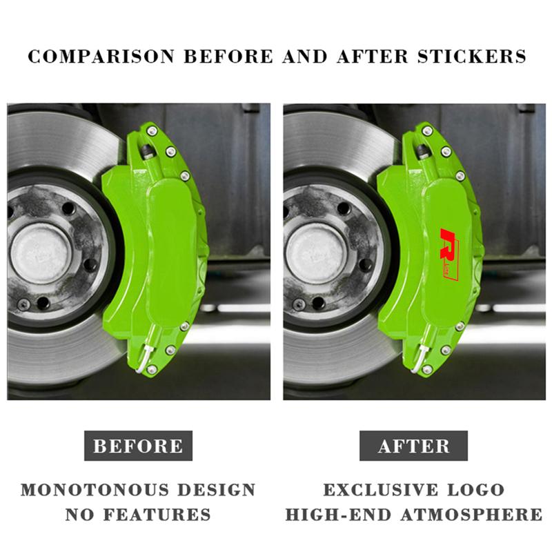ear1 4Pcs for Volkswagen VW Rline GTI Golf Polo Passat Tiguan Beetle T-Roc MK5 MK7 Car Wheel Brake Caliper Sticker Modified Decals