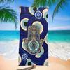 Blaues Hamsa-Hand & Böser Blick Strandtuch Super Saugfähig Schnelltrocknend Mikrofaser Boho Spirituelles Muster Decke für Picknick & Outdoor