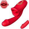 Rechargeable Clitoral Stimulator Tongue & Lip Motion G-Spot Stimulating Powerful Vibrating 2-in-1 Vibrator