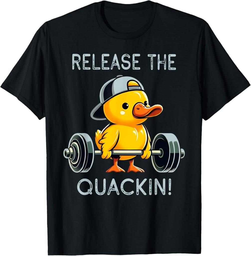 Fashion Release The Quackin Duck Gym Weightlifting Bodybuilder T-Shirt Graphic T Shirts Men Clothing Streetwear Camisetas