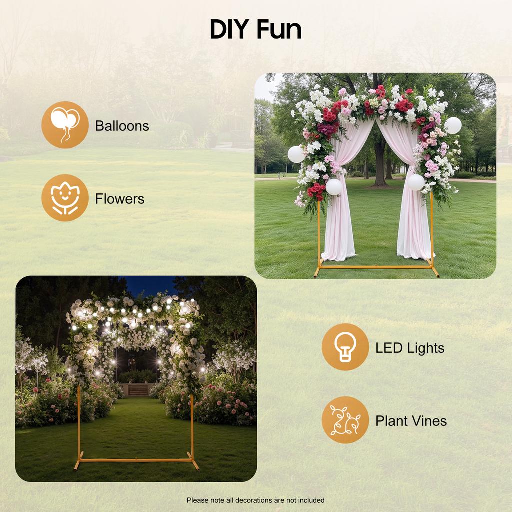 Large 6.6FT Gold Wedding Arch Stand Iron Backdrop for Wedding Party DIY Decor Anniversary Photo Booth