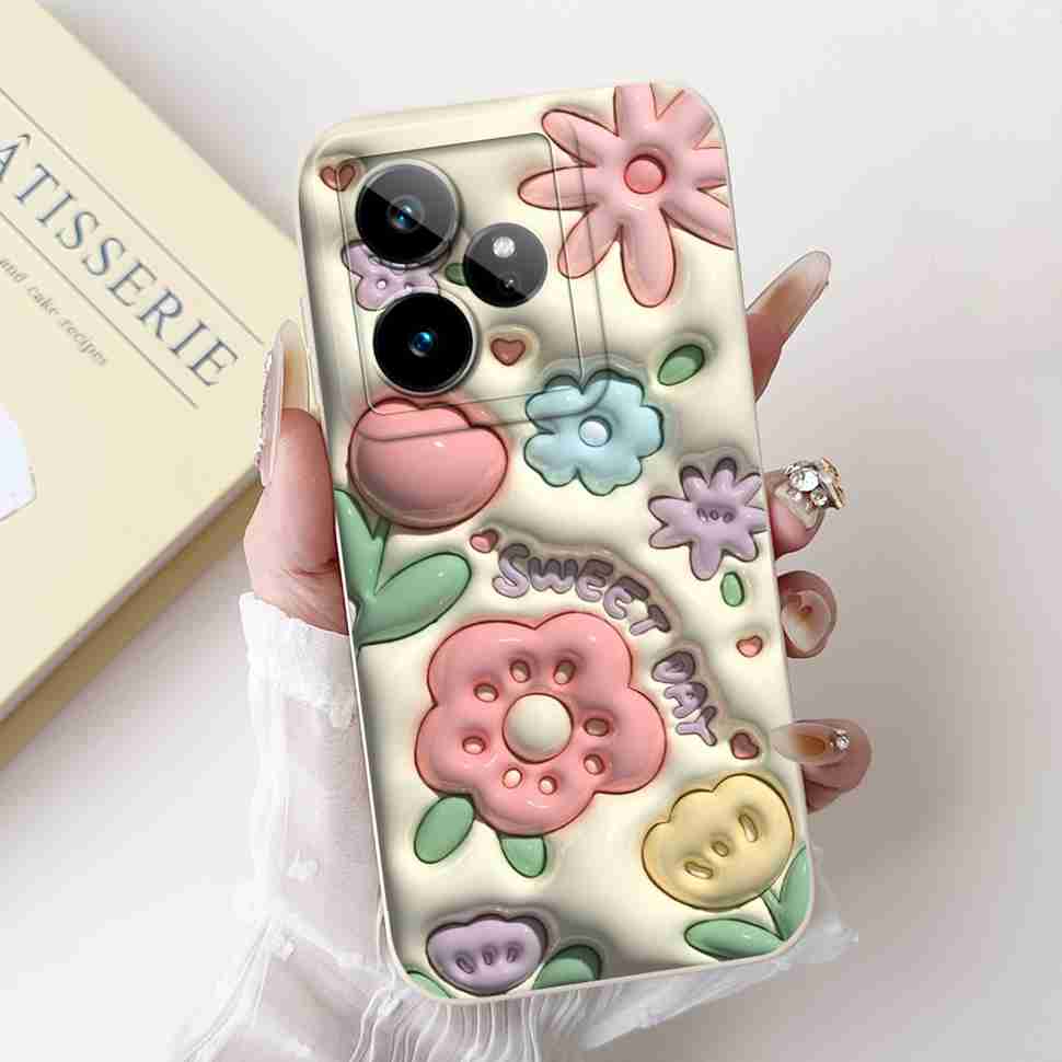 For Realme GT 7 5G 6.78" Case RMX5061 Cartoon Panda New Flower Collection Soft Silicon Cover For Oppo Realme GT7 5G Phone Shell