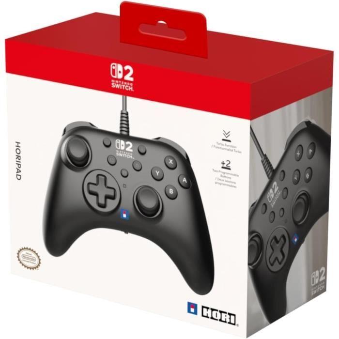 Manette Filaire - HORI - Horipad - Nintendo Switch Et Switch 2 - Bouton Nintendo C - Boutons Arrière Programmables - Noir